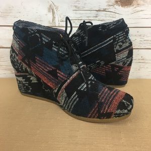Toms Desert Wedge Booties Aztec Print